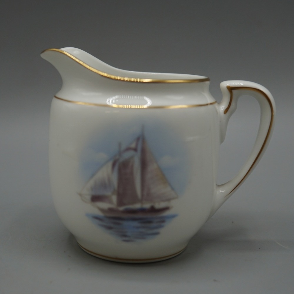 Vintage Noritake M Mark Hand Painted Creamer Sailboat Schooner Scene Japan